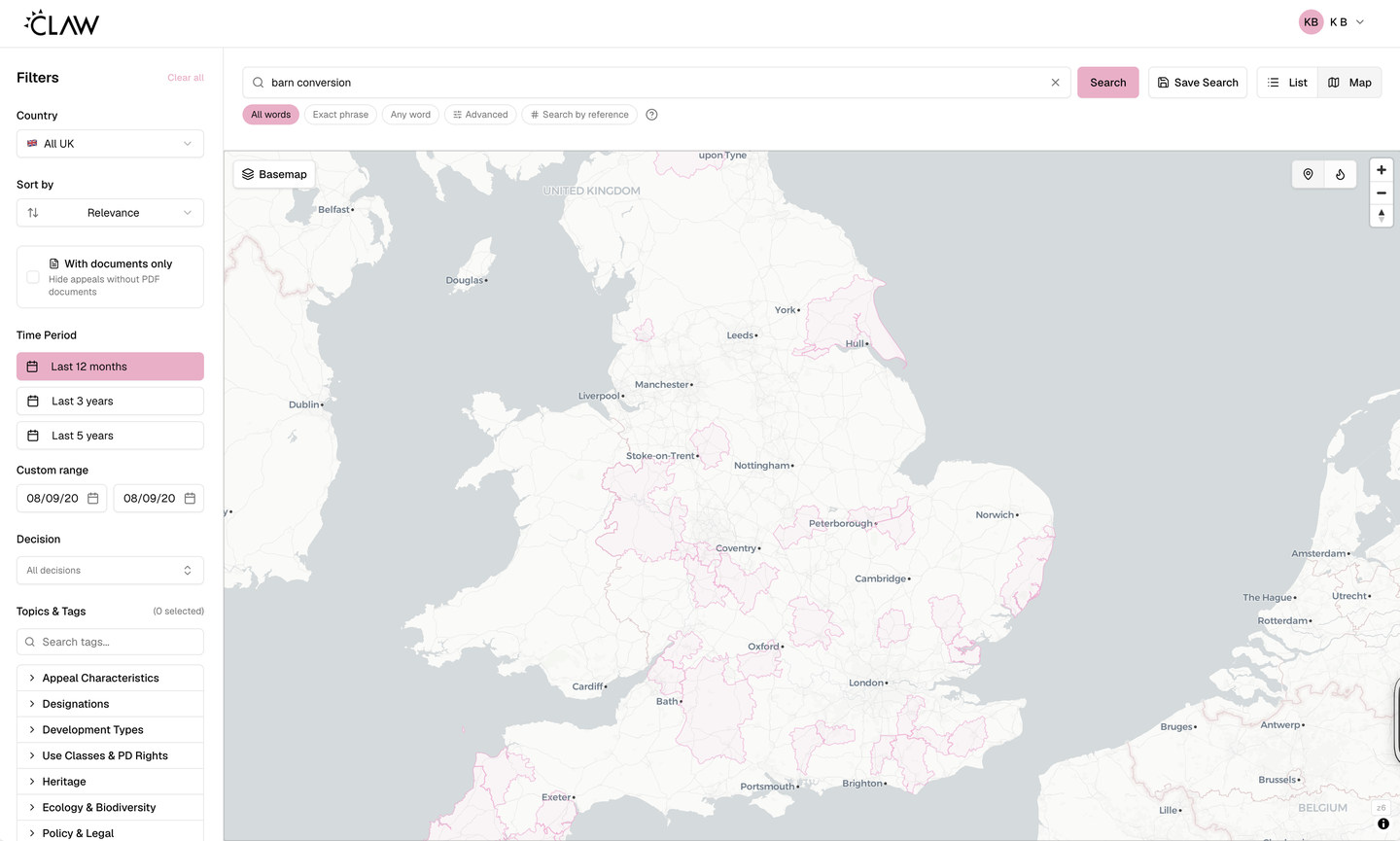 Claw — planning appeal search engine